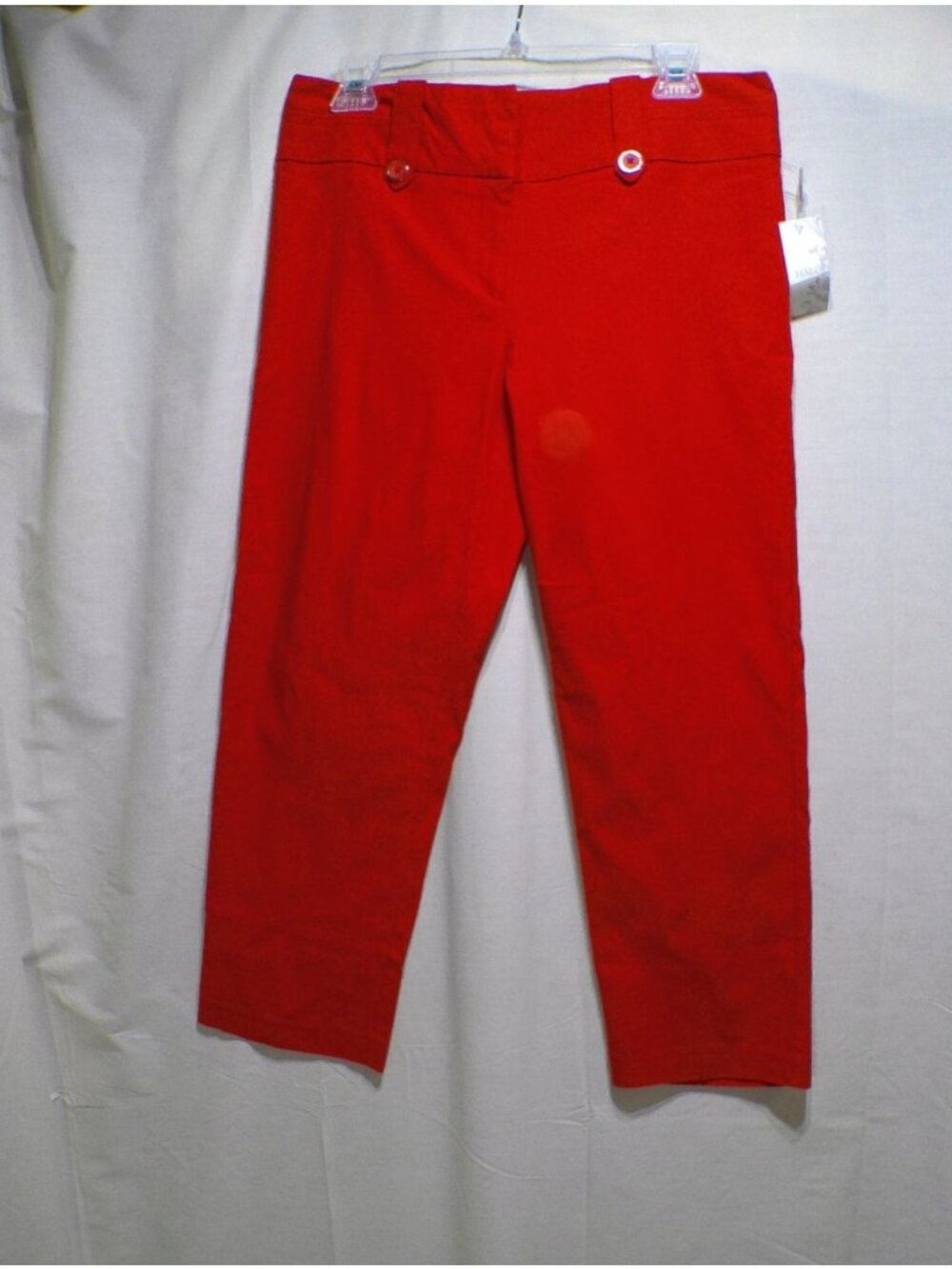 Halo Cropped Pants Red Stretch Size 12 NWT